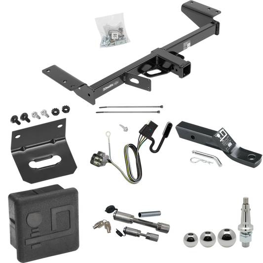 Fits 2017-2019 Cadillac XT5 Trailer Hitch Tow PKG w/ 4-Flat Wiring + Ball Mount w/ 2" Drop + Interchangeable Ball 1-7/8" & 2" & 2-5/16" + Wiring Bracket + Dual Hitch & Coupler Locks + Hitch Cover (Excludes: Platinum Models) By Draw-Tite