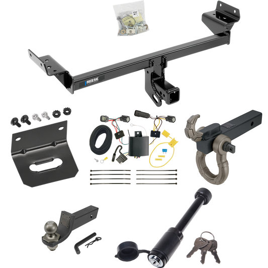 Fits 2015-2018 Ford Edge Trailer Hitch Tow PKG w/ 4-Flat Wiring + Interlock Tactical Starter Kit w/ 2" Drop & 2" Ball + Tactical Hook & Shackle Mount + Tactical Dogbone Lock + Wiring Bracket (For Titanium and Sport Models) By Reese Towpower