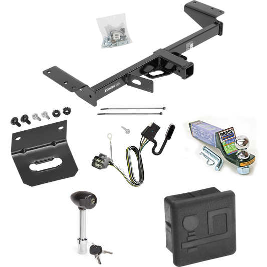 Fits 2017-2019 Cadillac XT5 Trailer Hitch Tow PKG w/ 4-Flat Wiring + Starter Kit Ball Mount w/ 2" Drop & 1-7/8" Ball + Wiring Bracket + Hitch Lock + Hitch Cover (Excludes: Platinum Models) By Draw-Tite