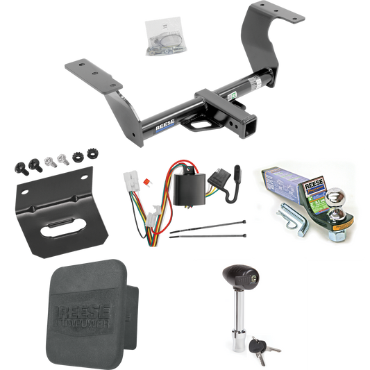 Fits 2014-2018 Subaru Forester Trailer Hitch Tow PKG w/ 4-Flat Wiring + Starter Kit Ball Mount w/ 2" Drop & 1-7/8" Ball + Wiring Bracket + Hitch Lock + Hitch Cover By Reese Towpower