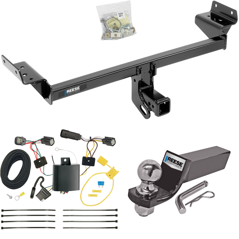 Se adapta al paquete de enganche de remolque Ford Edge 2015-2018 con cableado plano de 4 + kit de montaje de bola de inicio con caída de 2" y bola de 2" (para modelos Titanium y Sport) de Reese Towpower