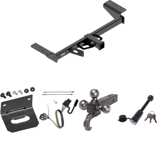 Fits 2017-2019 Cadillac XT5 Trailer Hitch Tow PKG w/ 4-Flat Wiring + Triple Ball Tactical Ball Mount 1-7/8" & 2" & 2-5/16" Balls w/ Tow Hook + Tactical Dogbone Lock + Wiring Bracket (Excludes: Platinum Models) By Reese Towpower