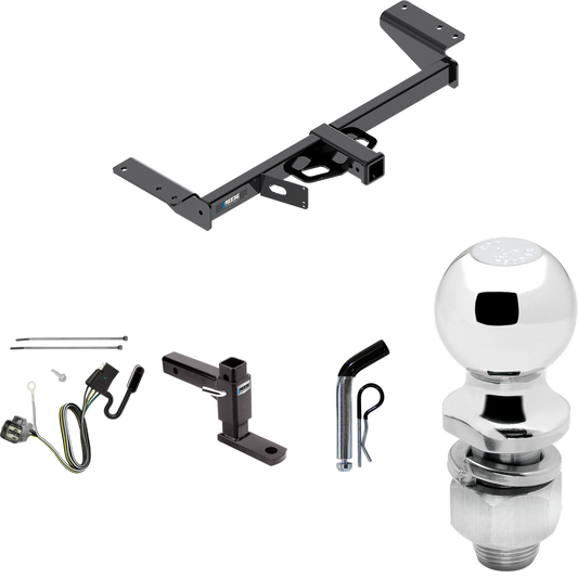 Fits 2017-2019 Cadillac XT5 Trailer Hitch Tow PKG w/ 4-Flat Wiring Harness + Adjustable Drop Rise Ball Mount + Pin/Clip + 2" Ball (Excludes: Platinum Models) By Reese Towpower