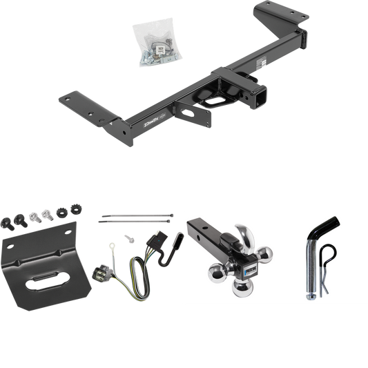 Fits 2017-2019 Cadillac XT5 Trailer Hitch Tow PKG w/ 4-Flat Wiring Harness + Triple Ball Ball Mount 1-7/8" & 2" & 2-5/16" Trailer Balls w/ Tow Hook + Pin/Clip + Wiring Bracket (Excludes: Platinum Models) By Draw-Tite