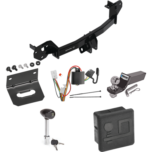 Fits 2019-2022 Subaru Forester Trailer Hitch Tow PKG w/ 4-Flat Wiring + Starter Kit Ball Mount w/ 2" Drop & 2" Ball + Wiring Bracket + Hitch Lock + Hitch Cover By Draw-Tite