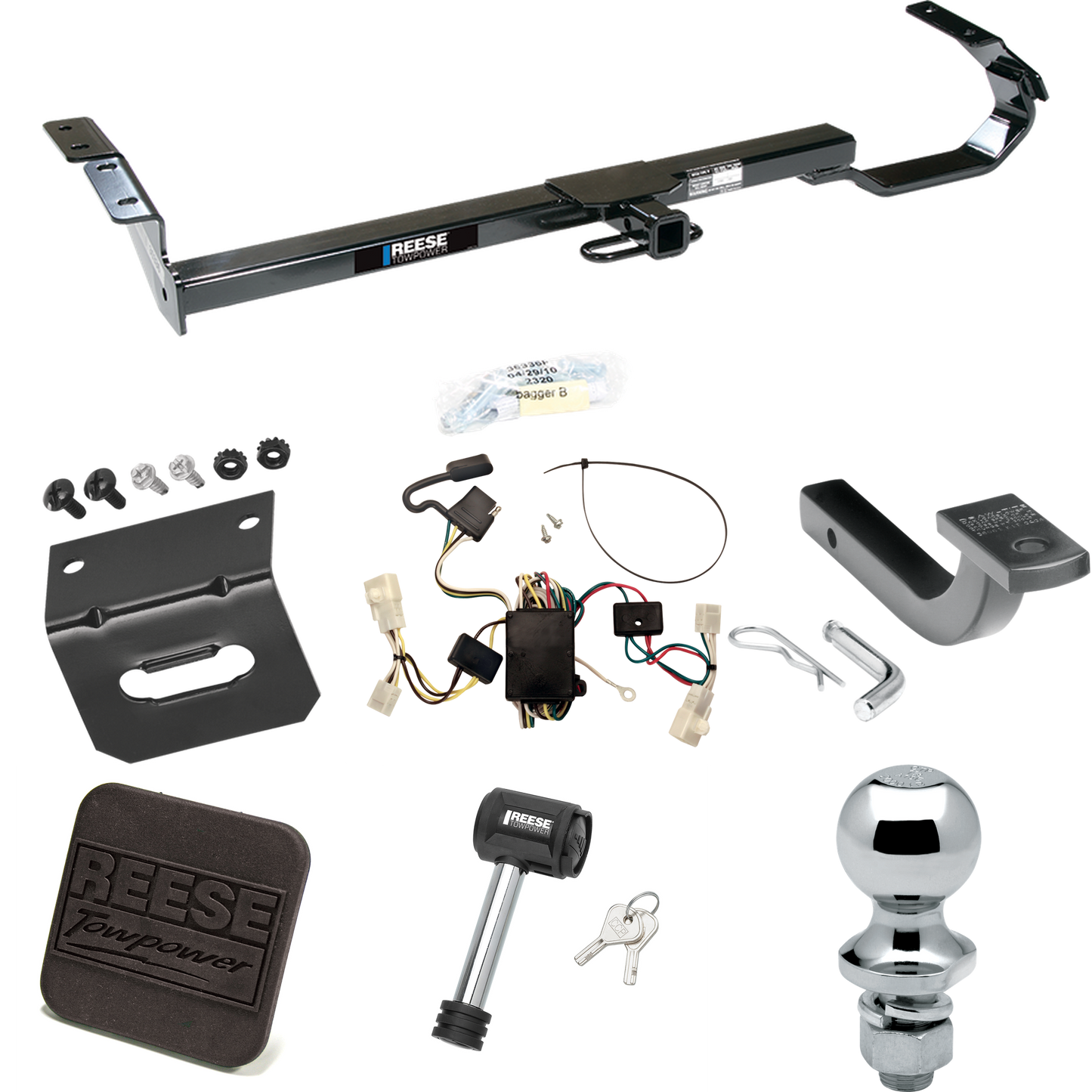 Fits 2002-2006 Toyota Camry Trailer Hitch Tow PKG w/ 4-Flat Wiring Harness + Draw-Bar + 1-7/8" Ball + Wiring Bracket + Hitch Cover + Hitch Lock (For Sedan Models) By Reese Towpower