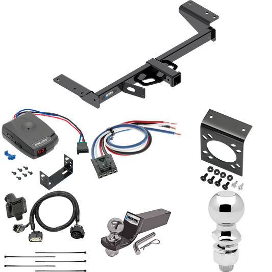 Fits 2017-2019 Cadillac XT5 Trailer Hitch Tow PKG w/ Pro Series Pilot Brake Control + Generic BC Wiring Adapter + 7-Way RV Wiring + 2" & 2-5/16" Ball & Drop Mount (Excludes: Platinum Models) By Reese Towpower