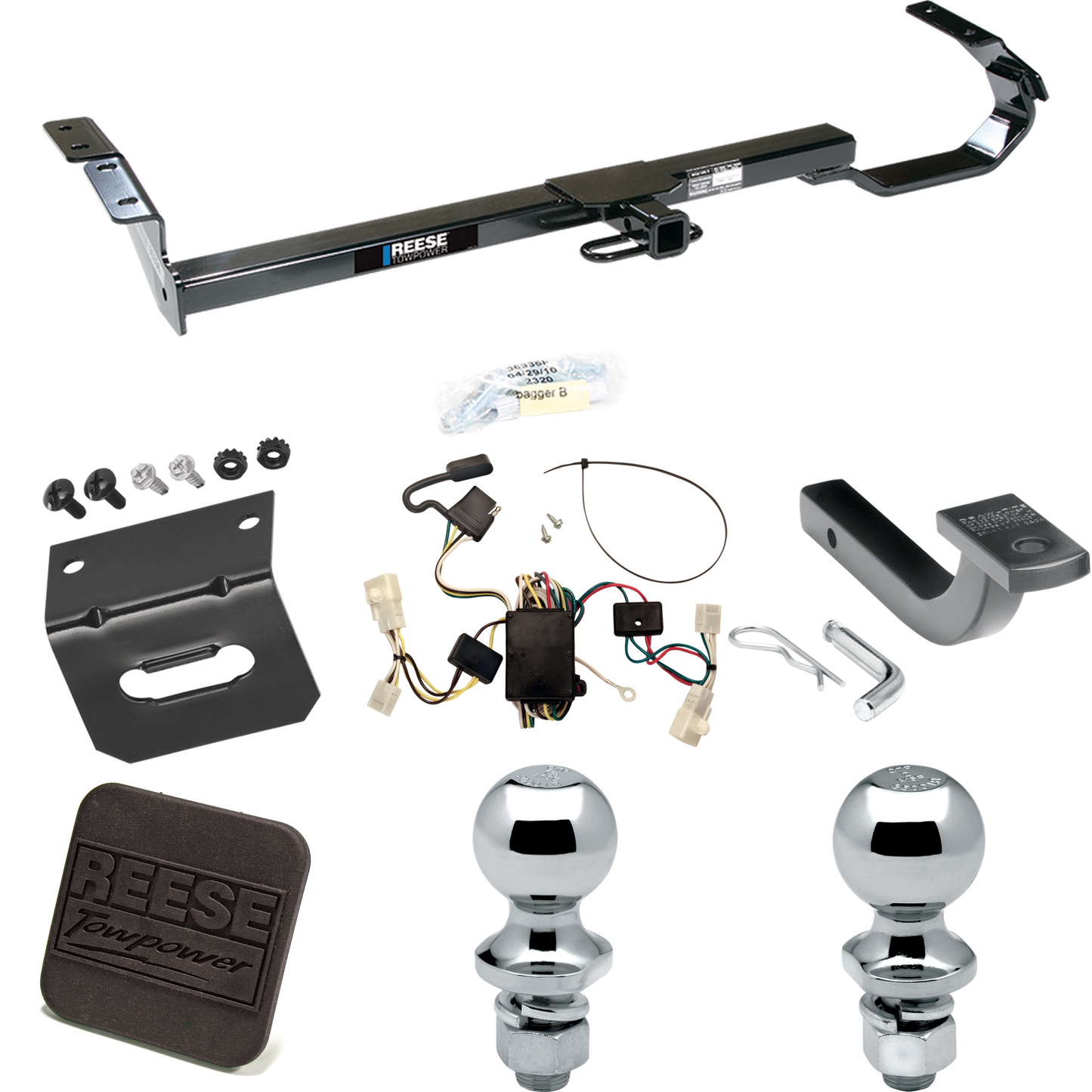 Fits 2002-2006 Toyota Camry Trailer Hitch Tow PKG w/ 4-Flat Wiring Harness + Draw-Bar + 1-7/8" + 2" Ball + Wiring Bracket + Hitch Cover (For Sedan Models) By Reese Towpower