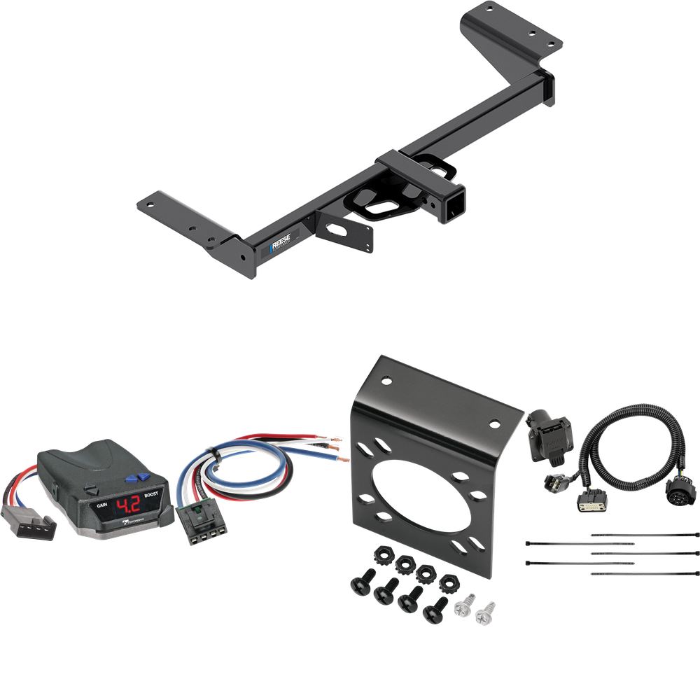 Fits 2017-2019 Cadillac XT5 Trailer Hitch Tow PKG w/ Tekonsha BRAKE-EVN Brake Control + Generic BC Wiring Adapter + 7-Way RV Wiring (Excludes: Platinum Models) By Reese Towpower