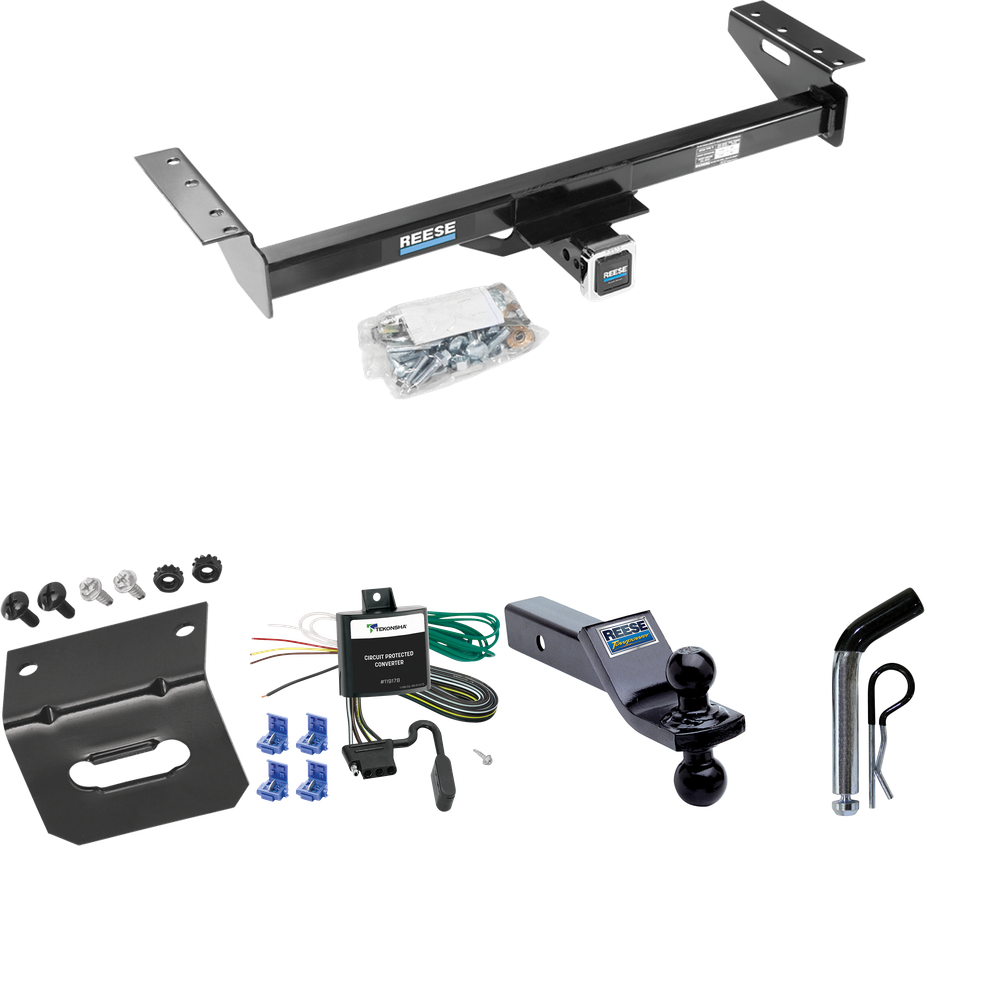 Fits 1984-1990 Jeep Wagoneer Trailer Hitch Tow PKG w/ 4-Flat Wiring Harness + Dual Ball Ball Mount 1-7/8" & 2" Trailer Balls + Pin/Clip + Wiring Bracket By Reese Towpower