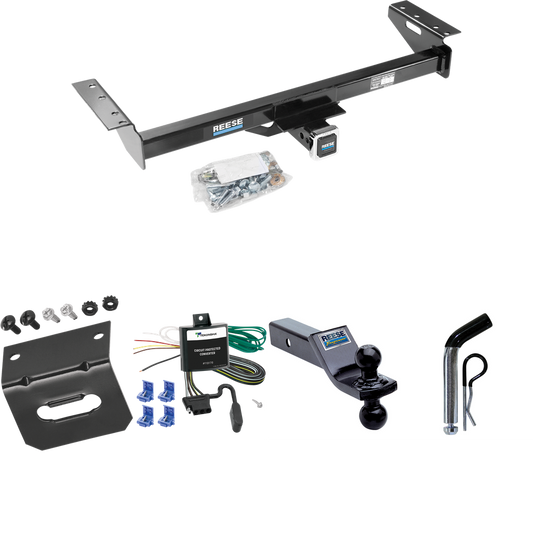 Se adapta al paquete de enganche de remolque Jeep Cherokee 1984-1996 con arnés de cableado de 4 planos + soporte de bola doble bolas de remolque de 1-7/8" y 2" + pasador/clip + soporte de cableado de Reese Towpower