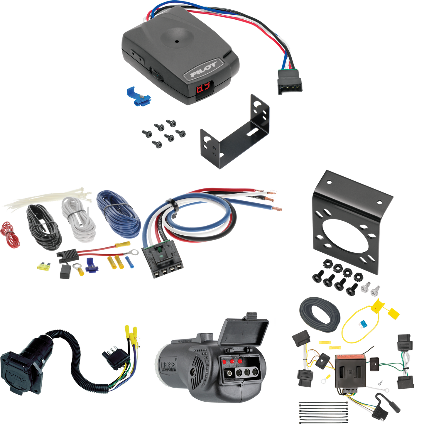 Fits 2008-2012 Ford Escape 7-Way RV Wiring + Pro Series Pilot Brake Control + Generic BC Wiring Adapter + 2 in 1 Tester & 7-Way to 4-Way Adapter By Tekonsha