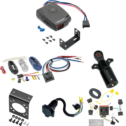 Se adapta al cableado de 7 vías Ford Edge RV 2007-2010 + control de freno piloto serie Pro + adaptador de cableado BC genérico + probador de 7 vías de Tekonsha