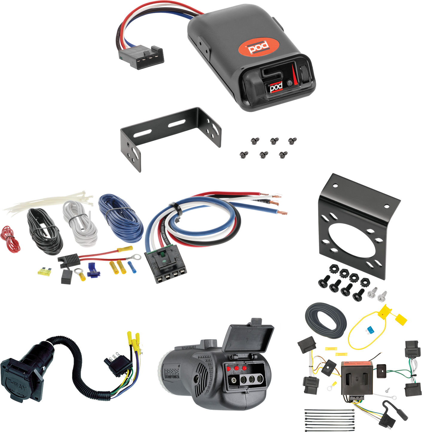 Fits 2008-2011 Mazda Tribute 7-Way RV Wiring + Pro Series POD Brake Control + Generic BC Wiring Adapter + 2 in 1 Tester & 7-Way to 4-Way Adapter By Tekonsha