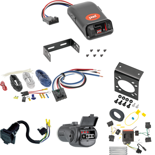 Se adapta al cableado de RV de 7 vías Mazda Tribute 2008-2011 + control de freno POD serie Pro + adaptador de cableado BC genérico + probador 2 en 1 y adaptador de 7 a 4 vías de Tekonsha