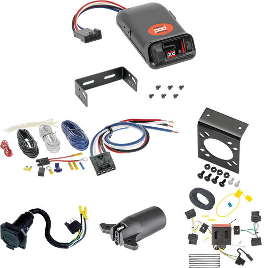 Se adapta al cableado de 7 vías para vehículos recreativos Ford Escape 2008-2012 + control de freno POD de la serie Pro + adaptador de cableado BC genérico + adaptador de 7 a 4 vías de Tekonsha