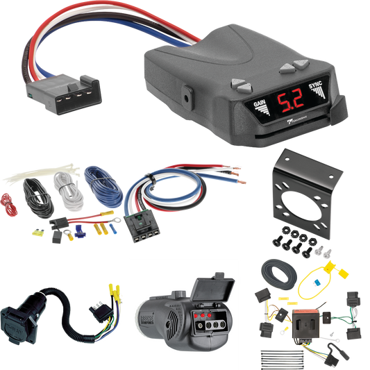 Compatible con cableado de 7 vías Lincoln MKX RV 2007-2010 + control de freno Tekonsha Brakeman IV + adaptador de cableado BC genérico + probador 2 en 1 y adaptador de 7 a 4 vías de Tekonsha