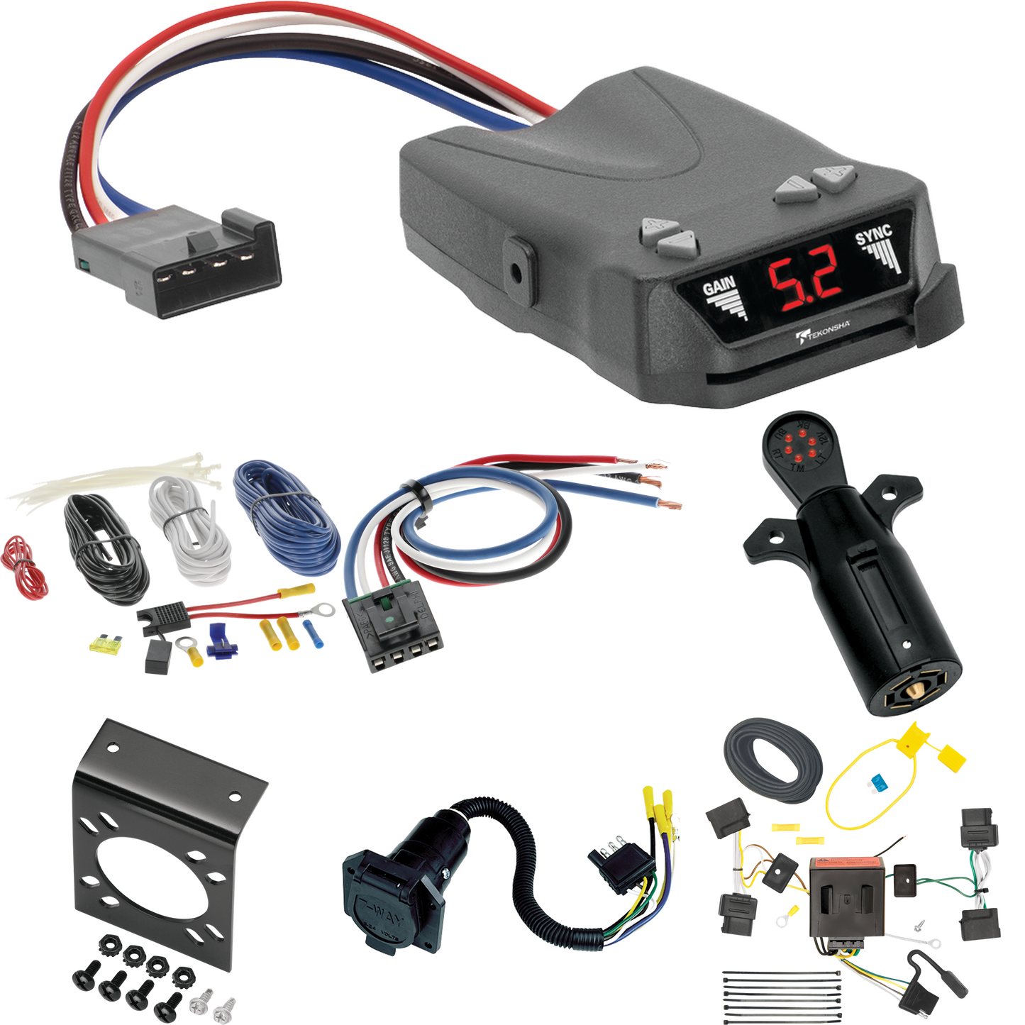 Compatible con cableado RV de 7 vías Lincoln MKX 2007-2010 + control de freno Tekonsha Brakeman IV + adaptador de cableado BC genérico + probador de 7 vías de Tekonsha