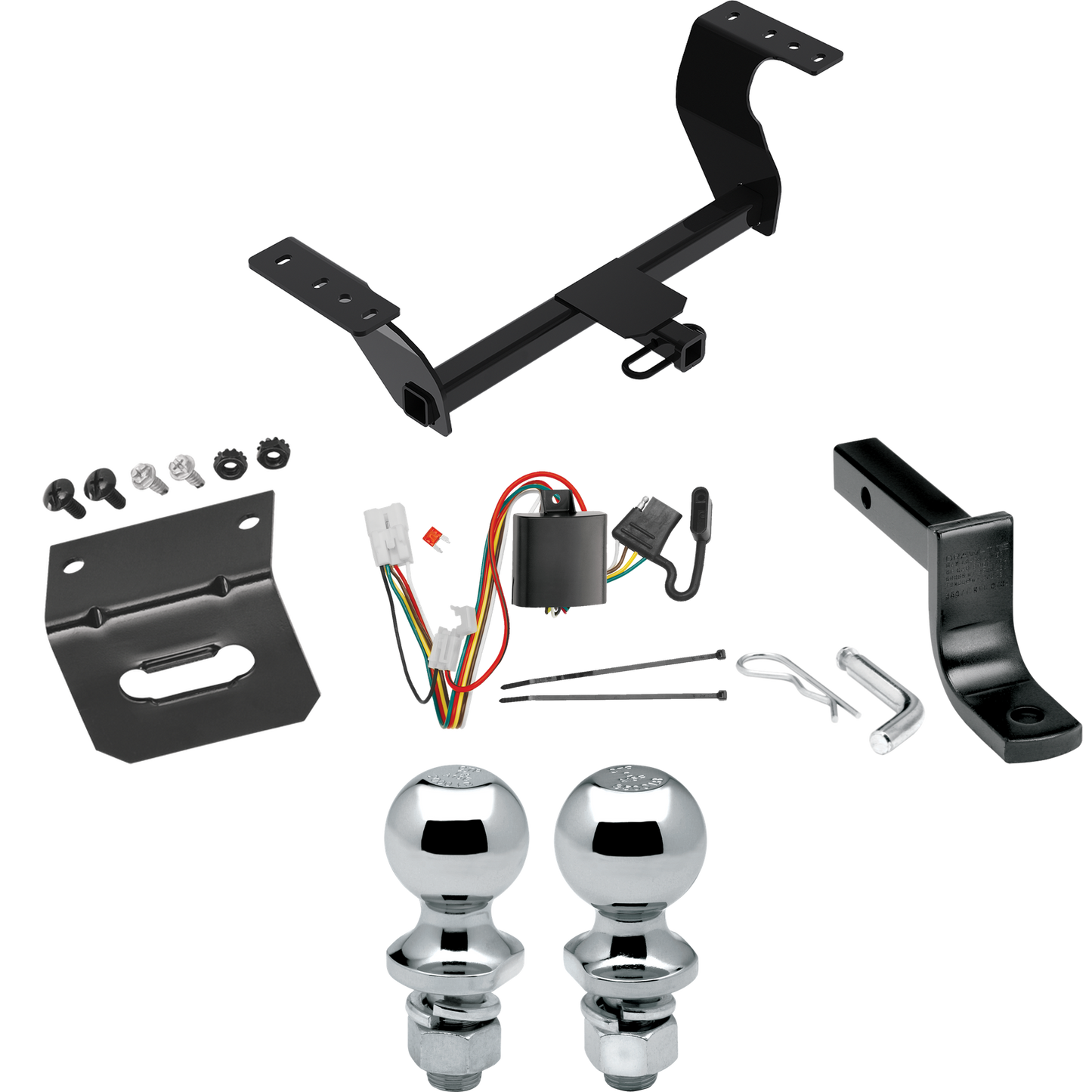 Fits 2019-2022 Subaru Forester Trailer Hitch Tow PKG w/ 4-Flat Wiring Harness + Draw-Bar + 1-7/8" + 2" Ball + Wiring Bracket By Reese Towpower