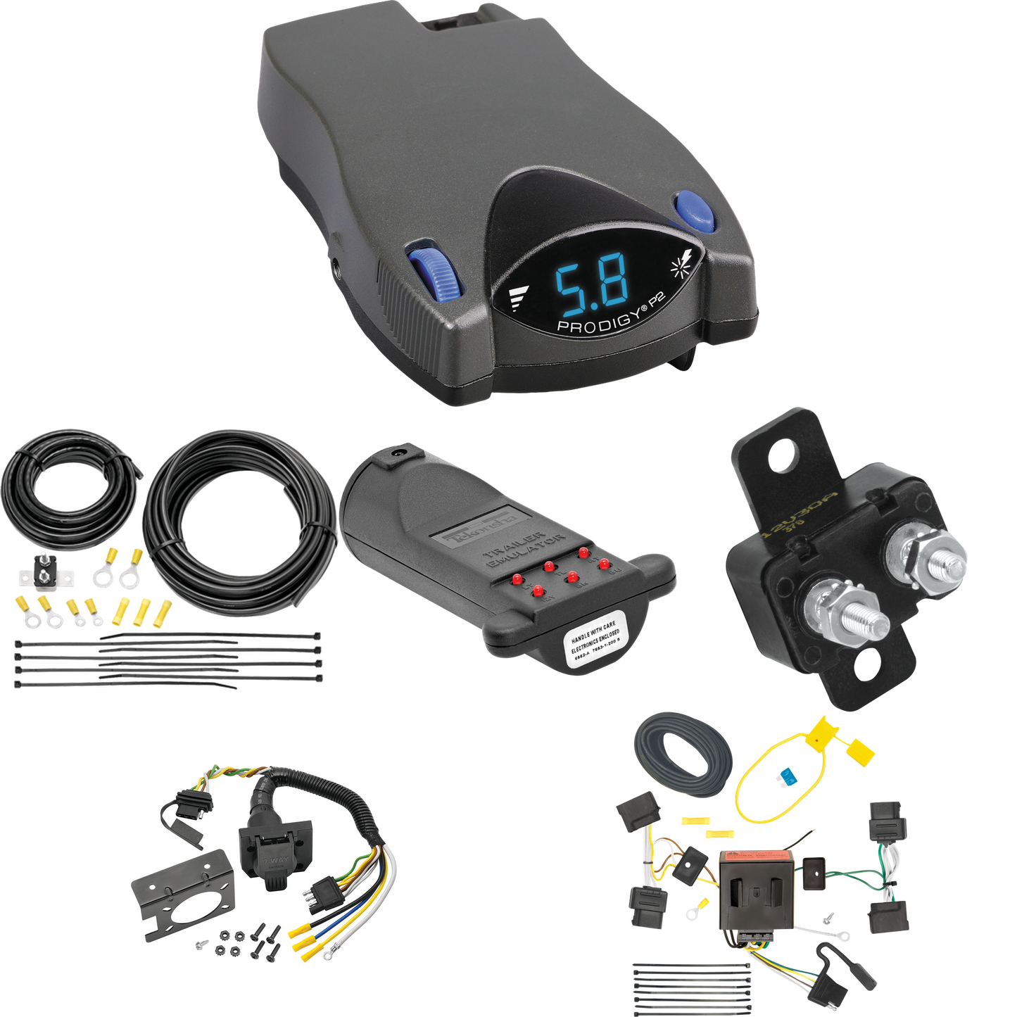 Se adapta al cableado de RV de 7 vías Ford Escape 2008-2012 + control de frenos Tekonsha Prodigy P2 + probador de 7 vías y emulador de remolque de Tekonsha