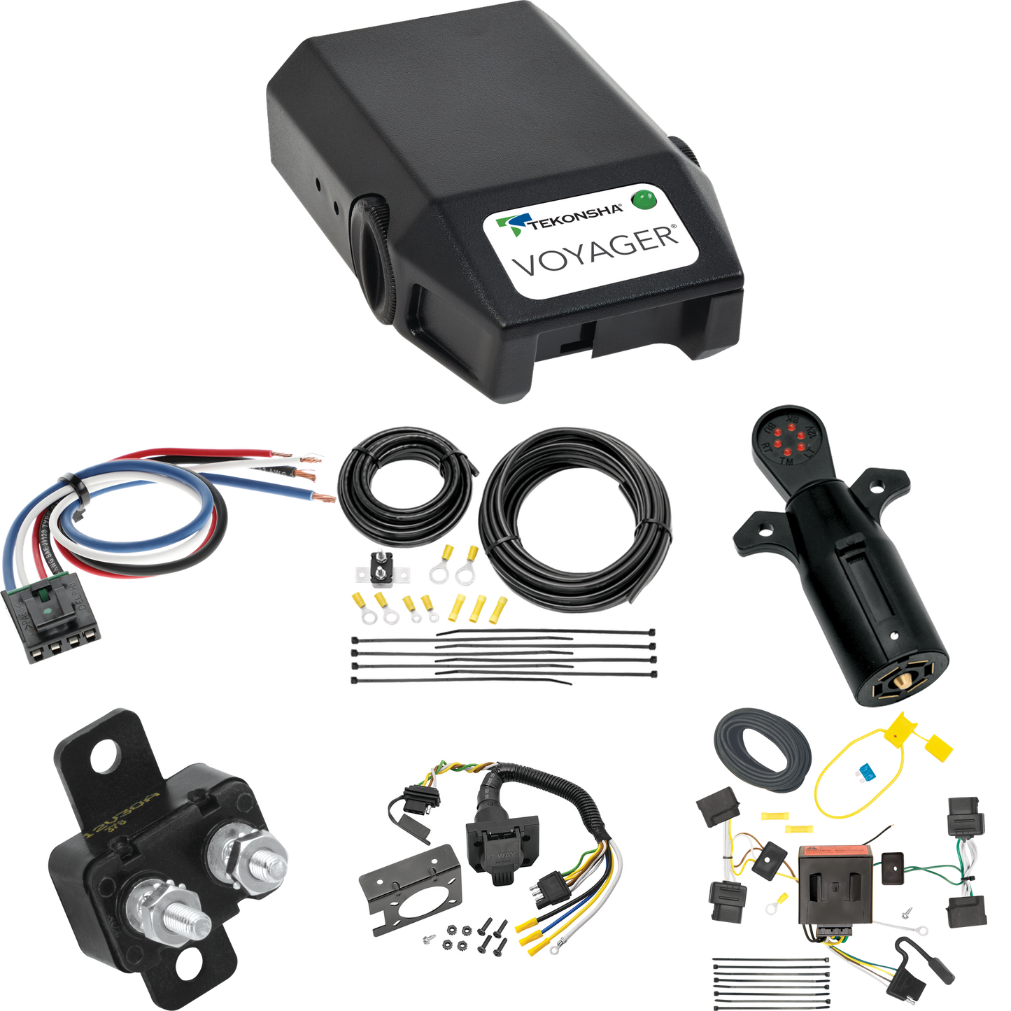 Fits 2007-2010 Ford Edge 7-Way RV Wiring + Tekonsha Voyager Brake Control + Generic BC Wiring Adapter + 7-Way Tester By Tekonsha