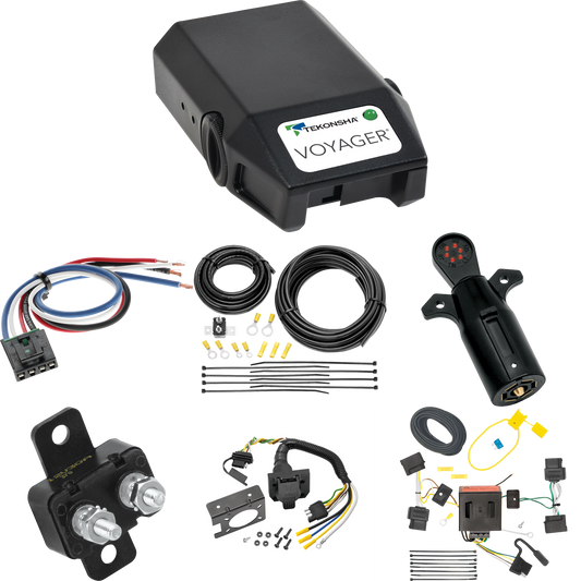 Compatible con cableado de 7 vías para Ford Edge RV 2007-2010 + control de freno Tekonsha Voyager + adaptador de cableado BC genérico + probador de 7 vías de Tekonsha