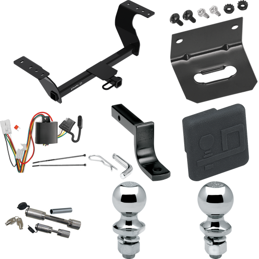 Se adapta al paquete de enganche de remolque Subaru Forester 2019-2022 con arnés de cableado plano de 4 + barra de tracción + bola de 1-7/8" + bola de 2" + soporte de cableado + cubierta de enganche + enganche doble y cerraduras de acoplador de Draw-Tite