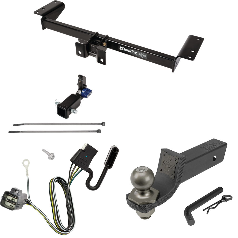 Fits 2017-2023 Cadillac XT5 Trailer Hitch Tow PKG w/ 4-Flat Wiring + Interlock Tactical Starter Kit w/ 2" Drop & 2" Ball By Draw-Tite