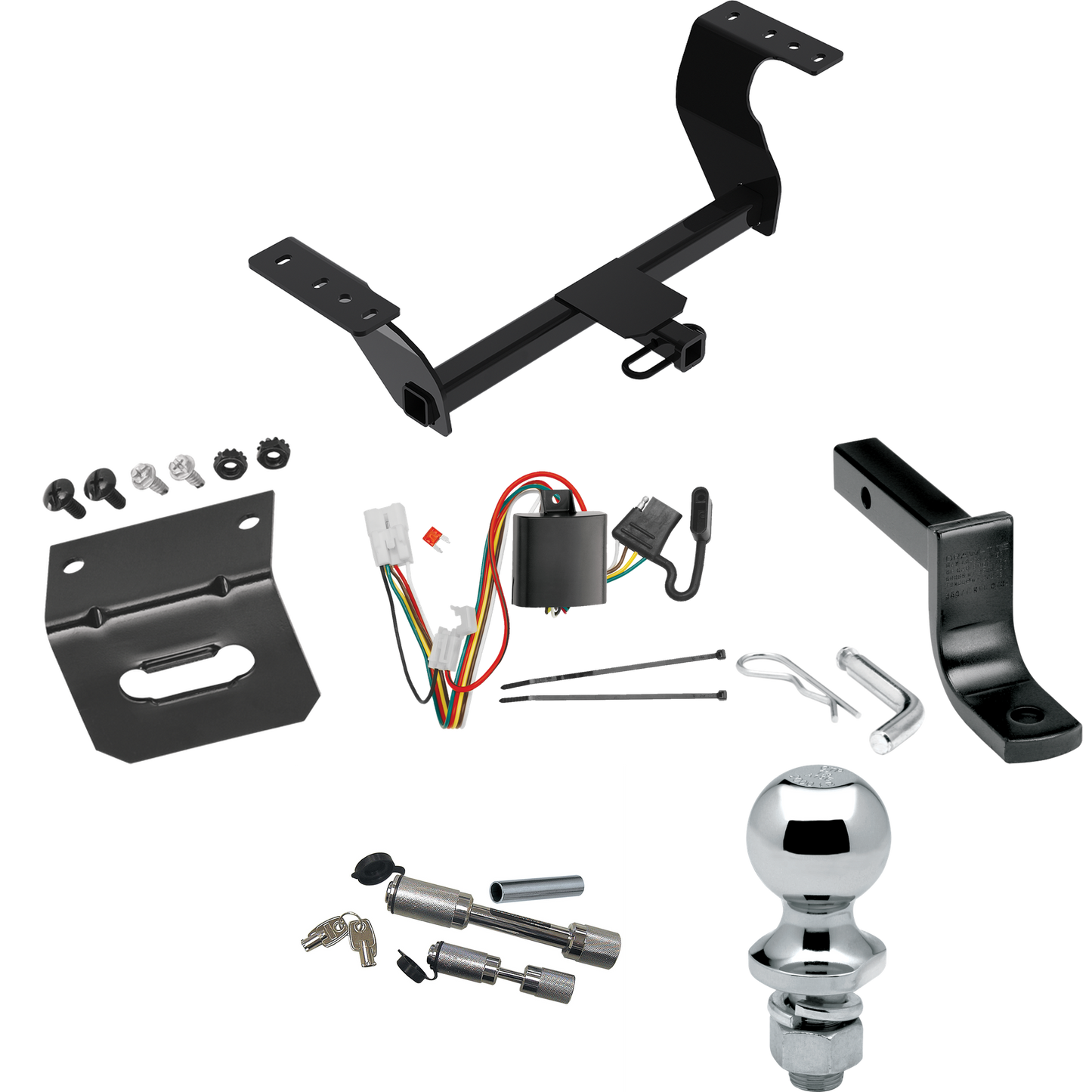 Fits 2019-2022 Subaru Forester Trailer Hitch Tow PKG w/ 4-Flat Wiring Harness + Draw-Bar + 1-7/8" Ball + Wiring Bracket + Dual Hitch & Coupler Locks By Reese Towpower