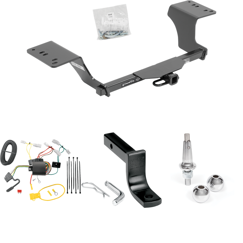 Fits 2012-2017 Toyota Camry Trailer Hitch Tow PKG w/ 4-Flat Wiring Harness + Draw-Bar + Interchangeable 1-7/8" & 2" Balls (Excludes: Hybrid Models) By Draw-Tite