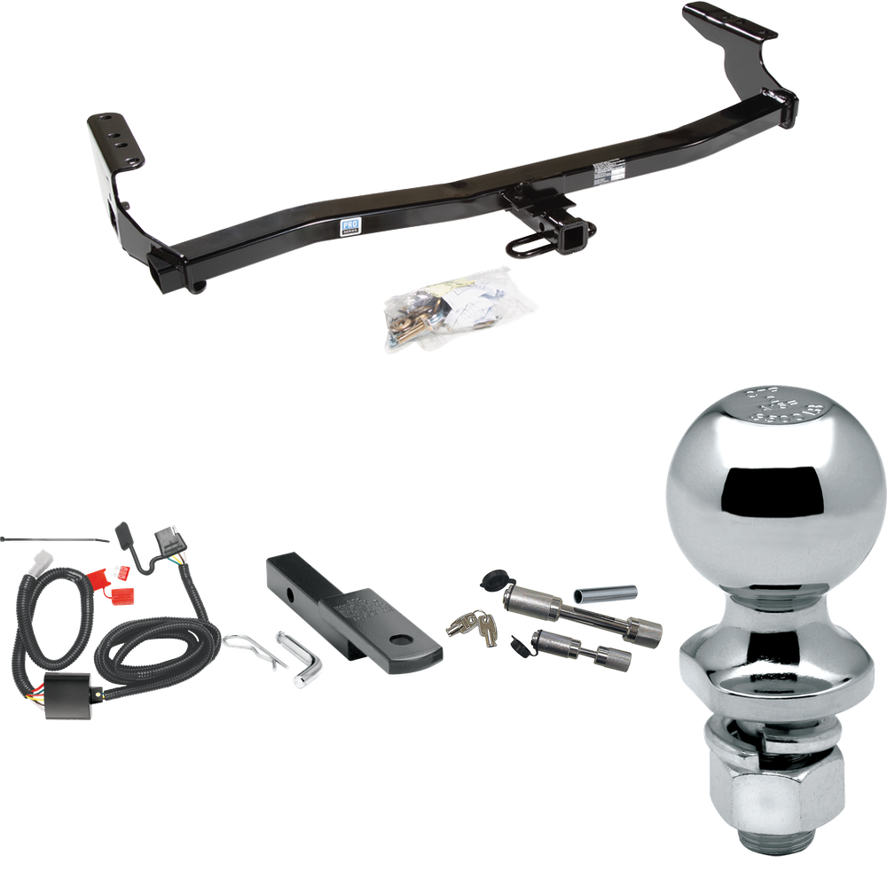 Fits 1998-2008 Subaru Forester Trailer Hitch Tow PKG w/ 4-Flat Wiring Harness + Draw-Bar + 2" Ball + Dual Hitch & Coupler Locks By Reese Towpower