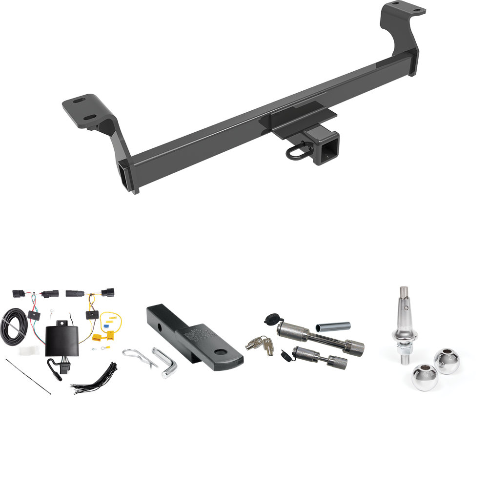 Fits 2020-2022 Ford Escape Trailer Hitch Tow PKG w/ 4-Flat Wiring Harness + Draw-Bar + Interchangeable 1-7/8" & 2" Balls + Dual Hitch & Coupler Locks (Excludes: Hybrid Models) By Reese Towpower