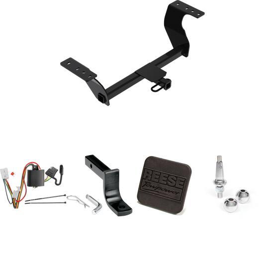 Fits 2019-2022 Subaru Forester Trailer Hitch Tow PKG w/ 4-Flat Wiring Harness + Draw-Bar + Interchangeable 1-7/8" & 2" Balls + Hitch Cover By Reese Towpower