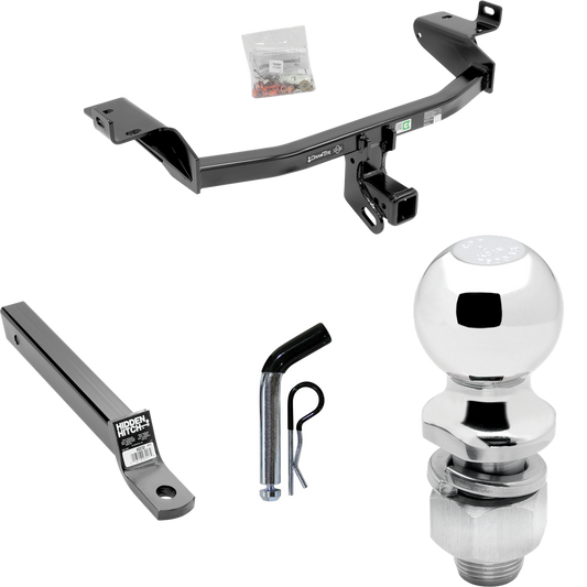 Fits 2014-2023 Jeep Cherokee Trailer Hitch Tow PKG w/ Extended 16" Long Ball Mount w/ 2" Drop + Pin/Clip + 2" Ball By Draw-Tite