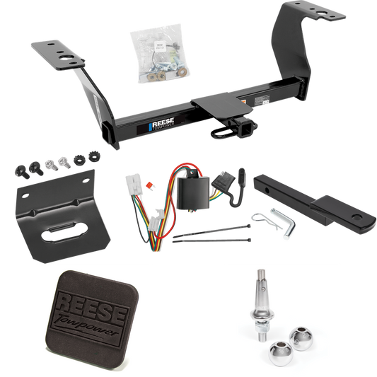 Fits 2014-2018 Subaru Forester Trailer Hitch Tow PKG w/ 4-Flat Wiring Harness + Draw-Bar + Interchangeable 1-7/8" & 2" Balls + Wiring Bracket + Hitch Cover By Reese Towpower