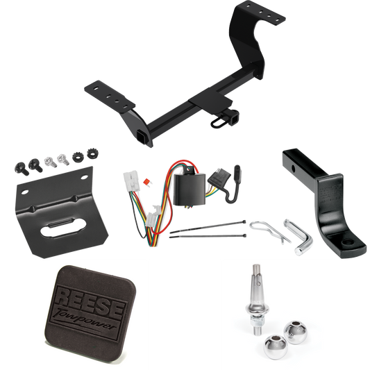 Fits 2019-2022 Subaru Forester Trailer Hitch Tow PKG w/ 4-Flat Wiring Harness + Draw-Bar + Interchangeable 1-7/8" & 2" Balls + Wiring Bracket + Hitch Cover By Reese Towpower