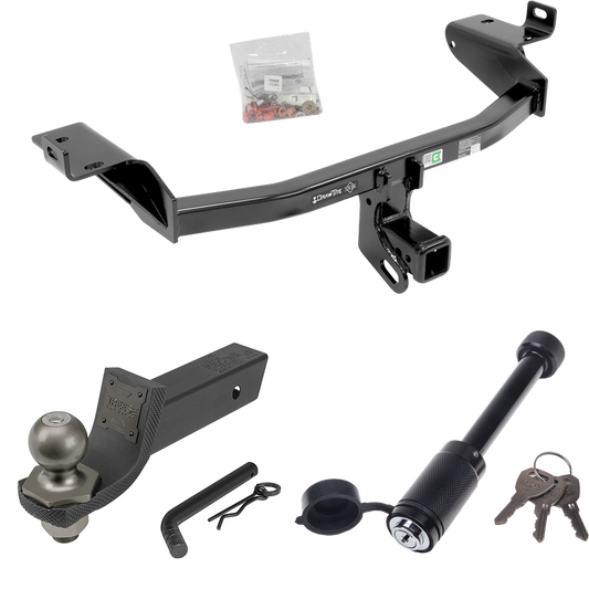 Fits 2014-2018 Jeep Cherokee Trailer Hitch Tow PKG + Interlock Tactical Starter Kit w/ 2" Drop & 2" Ball + Tactical Dogbone Lock By Draw-Tite