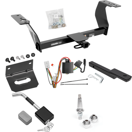 Fits 2014-2018 Subaru Forester Trailer Hitch Tow PKG w/ 4-Flat Wiring Harness + Draw-Bar + Interchangeable 1-7/8" & 2" Balls + Wiring Bracket + Hitch Lock By Draw-Tite