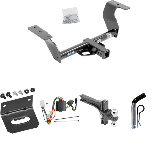 Fits 2014-2018 Subaru Forester Trailer Hitch Tow PKG w/ 4-Flat Wiring Harness + Dual Adjustable Drop Rise Ball Ball Mount 2" & 2-5/16" Trailer Balls + Pin/Clip + Wiring Bracket By Reese Towpower