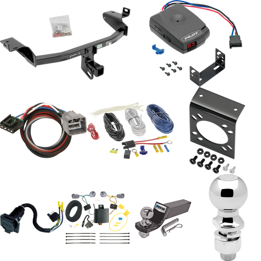 Se adapta al paquete de enganche de remolque Jeep Cherokee 2014-2018 con control de freno piloto serie Pro + adaptador BC Plug &amp; Play + cableado RV de 7 vías + soporte de bola y caída de 2" y 2-5/16" de Draw-Tite