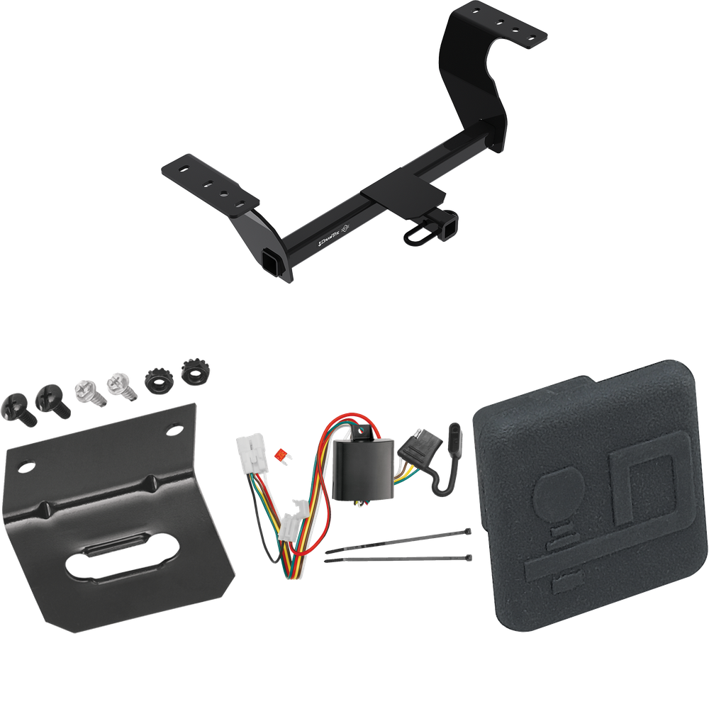 Fits 2019-2022 Subaru Forester Trailer Hitch Tow PKG w/ 4-Flat Wiring Harness + Hitch Cover By Draw-Tite