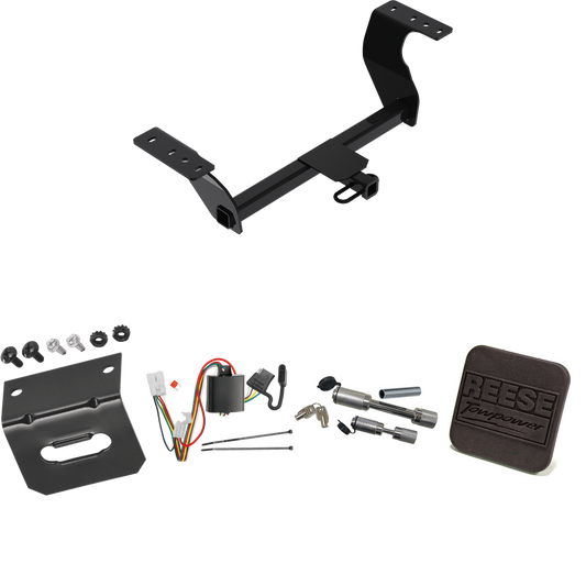 Fits 2019-2022 Subaru Forester Trailer Hitch Tow PKG w/ 4-Flat Wiring Harness + Hitch Cover + Dual Hitch & Coupler Locks By Reese Towpower