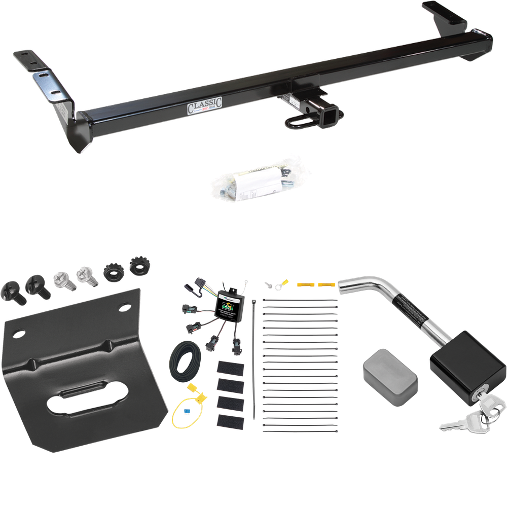 Se adapta al paquete de enganche de remolque Toyota Avalon 2000-2004 con arnés de cableado de 4 contactos planos cero "sin empalme" + soporte de cableado + bloqueo de enganche de Draw-Tite