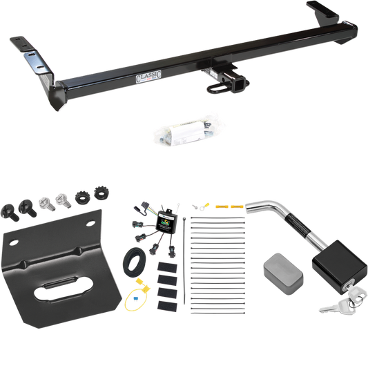 Fits 2000-2004 Toyota Avalon Trailer Hitch Tow PKG w/ 4-Flat Zero Contact "No Splice" Wiring Harness + Wiring Bracket + Hitch Lock By Draw-Tite