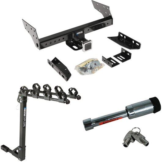 Fits 2001-2004 Ford Escape Trailer Hitch Tow PKG w/ 4 Bike Carrier Rack + Hitch Lock By Reese Towpower