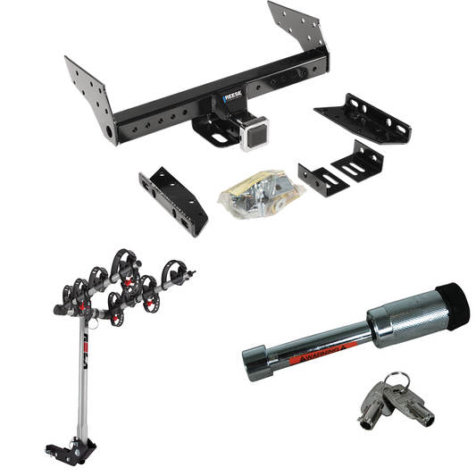 Fits 1999-2000 GMC Yukon Denali Trailer Hitch Tow PKG w/ 4 Bike Carrier Rack + Hitch Lock By Reese Towpower