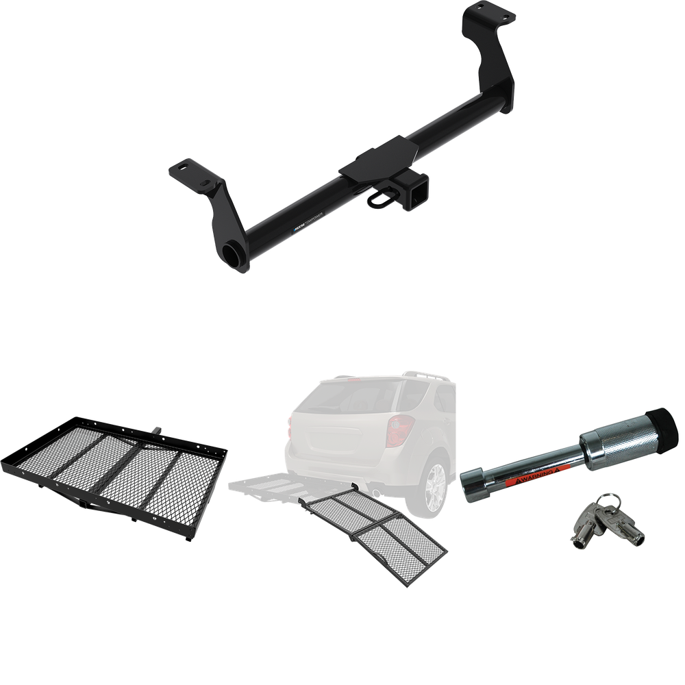 Fits 2020-2022 Ford Escape Trailer Hitch Tow PKG w/ Cargo Carrier + Bi-Fold Ramp + Hitch Lock (Excludes: Hybrid Models) By Reese Towpower