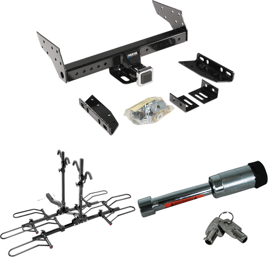 Se adapta al paquete de enganche de remolque Mazda B3000 1994-2008 con portaequipajes estilo plataforma para 4 bicicletas + bloqueo de enganche de Reese Towpower