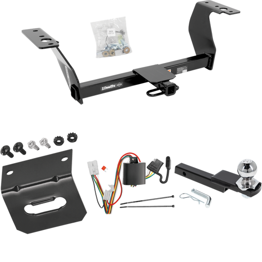 Fits 2014-2018 Subaru Forester Trailer Hitch Tow PKG w/ 4-Flat Wiring Harness + Interlock Starter Kit w/ 2" Ball 1-1/4" Drop 3/4" Rise + Wiring Bracket By Draw-Tite