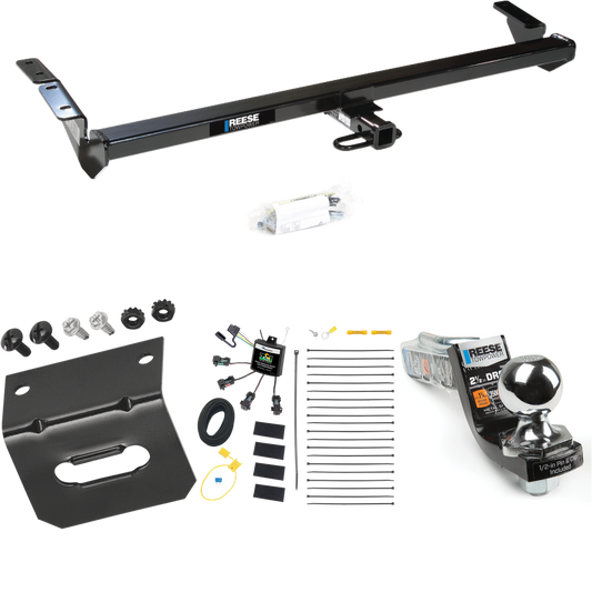 Se adapta al paquete de enganche de remolque Toyota Avalon 2000-2004 con arnés de cableado de 4 contactos planos "sin empalme" + kit de inicio de enclavamiento con bola de 2" caída de 2-1/2" elevación de 2" + soporte de cableado de Reese Towpower